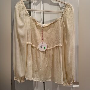 Umgee Cream Off-Shoulder Blouse